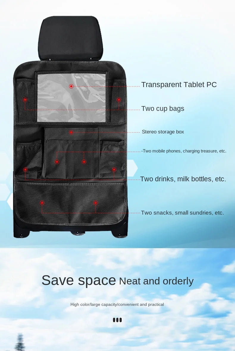 Car Backseat Organizer with Tablet Holder & Storage Pockets