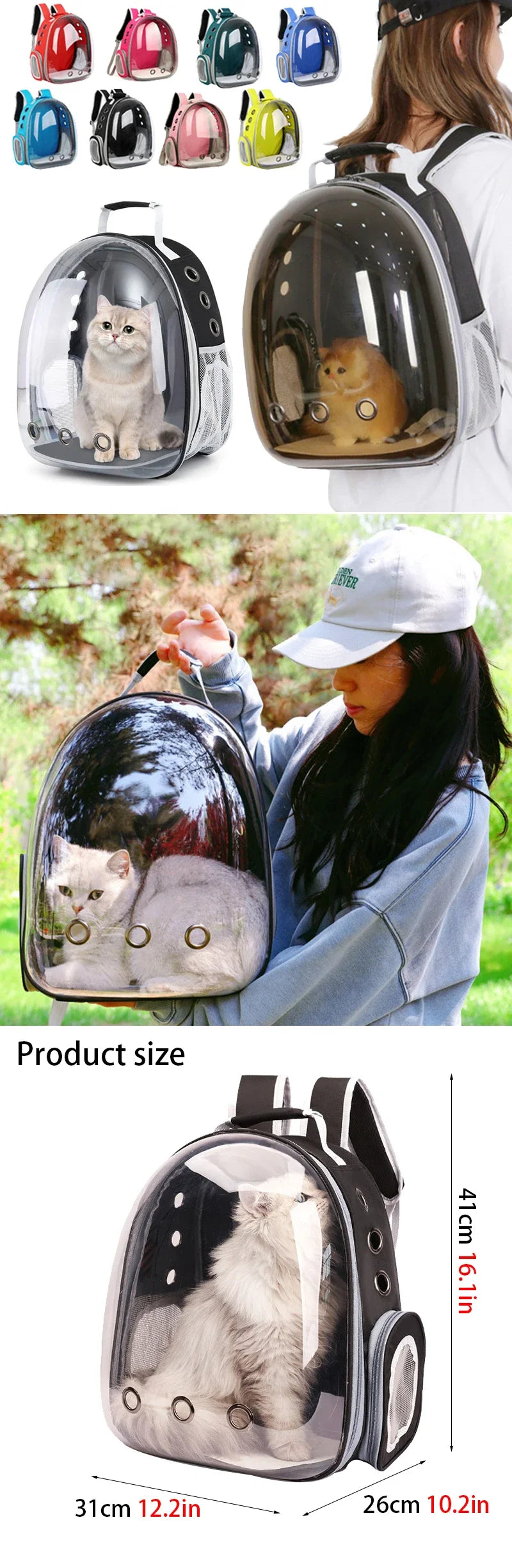 Pet Carrying Bag Space Pet Backpacks Breathable Portable Transparent Backpack Puppy Dog cat Transport Carrier Space Capsule Bags
