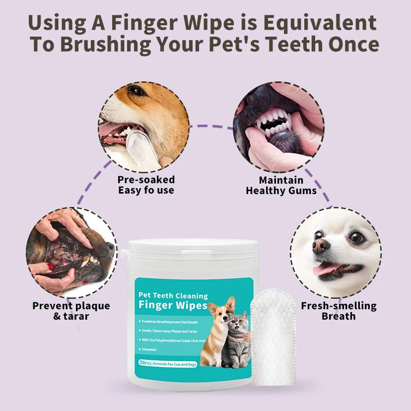 Disposable Pet Finger Toothbrush Wipes – Dog & Cat Oral Care
