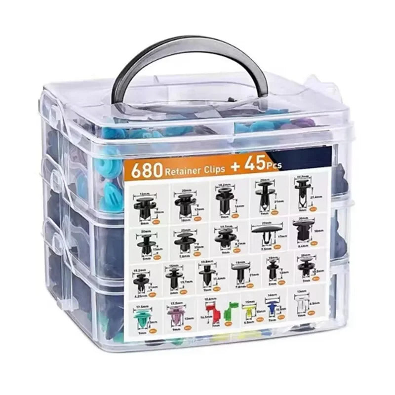 Car Plastic Fastener Clip Kit – 16 Sizes, ABS