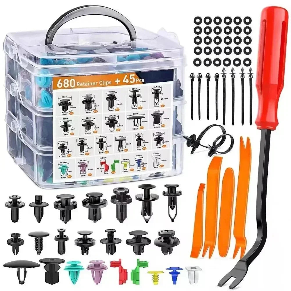 Car Plastic Fastener Clip Kit – 16 Sizes, ABS