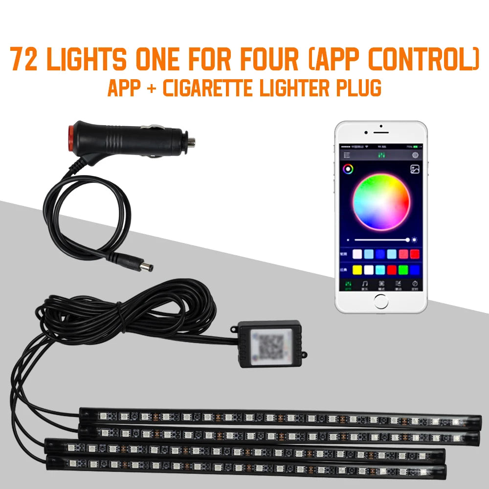 RGB LED Car Interior Ambient Light – Music & App Control