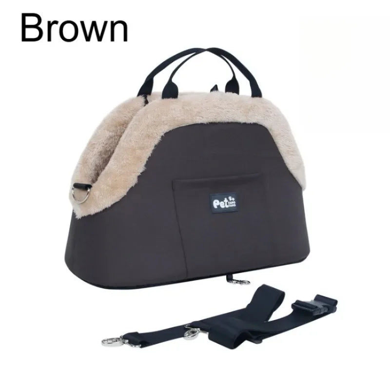 Winter Warm Plush Pet Carrying Bag Small Dog Cat 10kg Load-bearing Travel Portable Cat Dog Car Passenger Seat Safety Bag 애완동물 가방