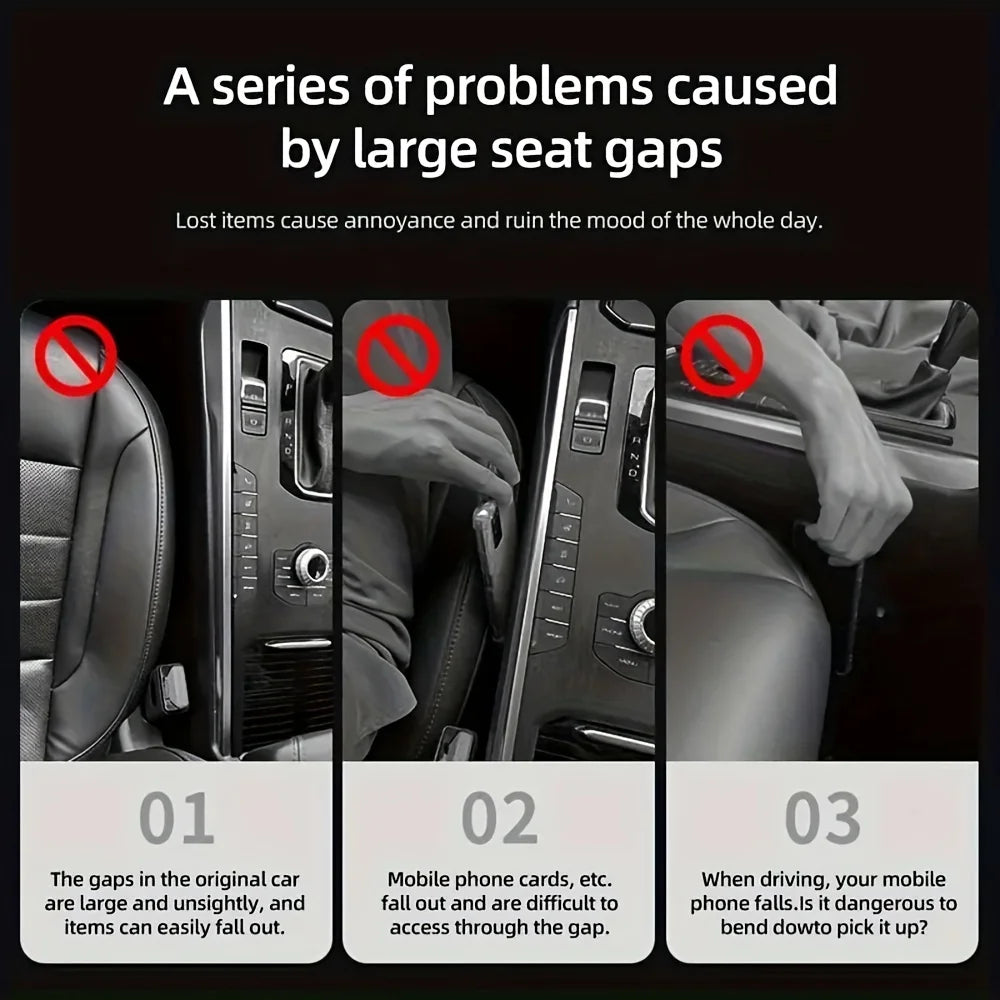 Car Seat Gap Filler with Storage Grooves – PU, 2pc