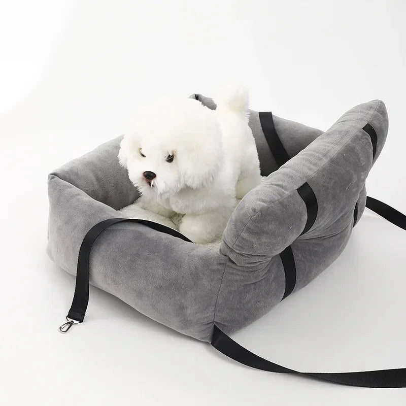 Soft Plush Pet Car Seat for Small Dogs & Cats – Adjustable Straps