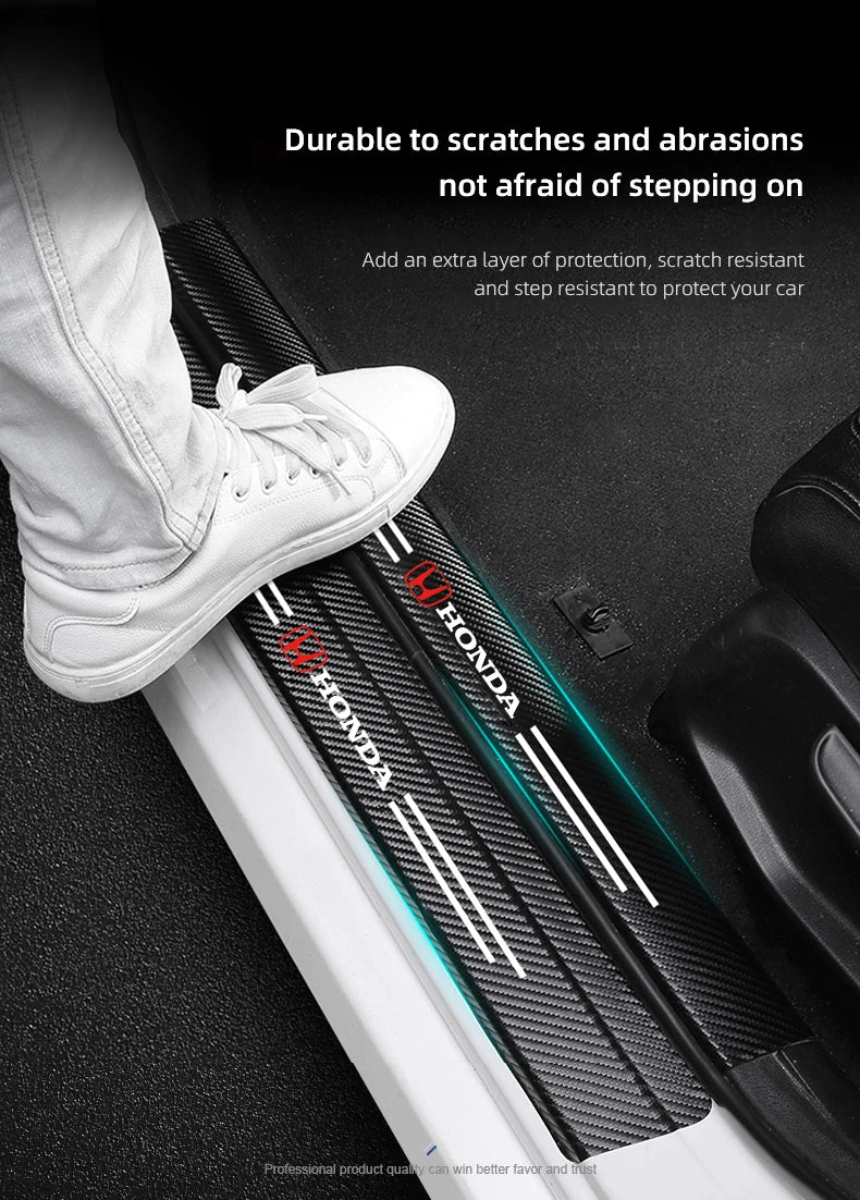 Honda Door Sill Protector Stickers – Carbon Fiber Leather