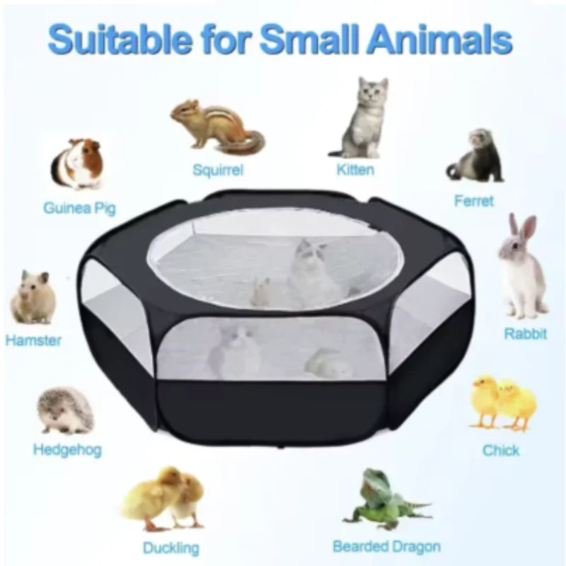 Portable Foldable Pet Playpen – Transparent Tent for Dogs, Rabbits & Small Pets