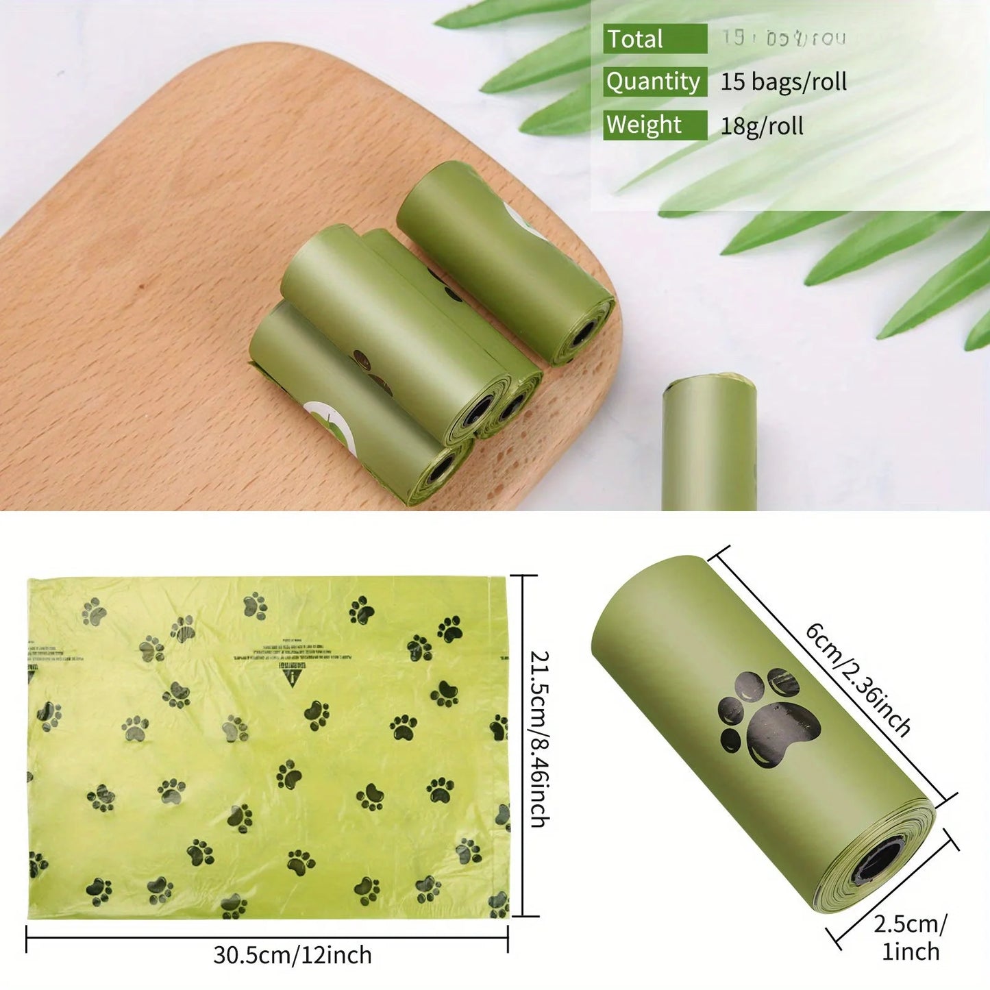 120 Count Biodegradable Dog Poop Bags Leak-Proof Unscented Waste Bags for Dogs High-Quality Corn Starch Material