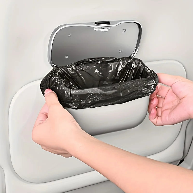 Car Trash Can with Lid – PU Leather, Hanging