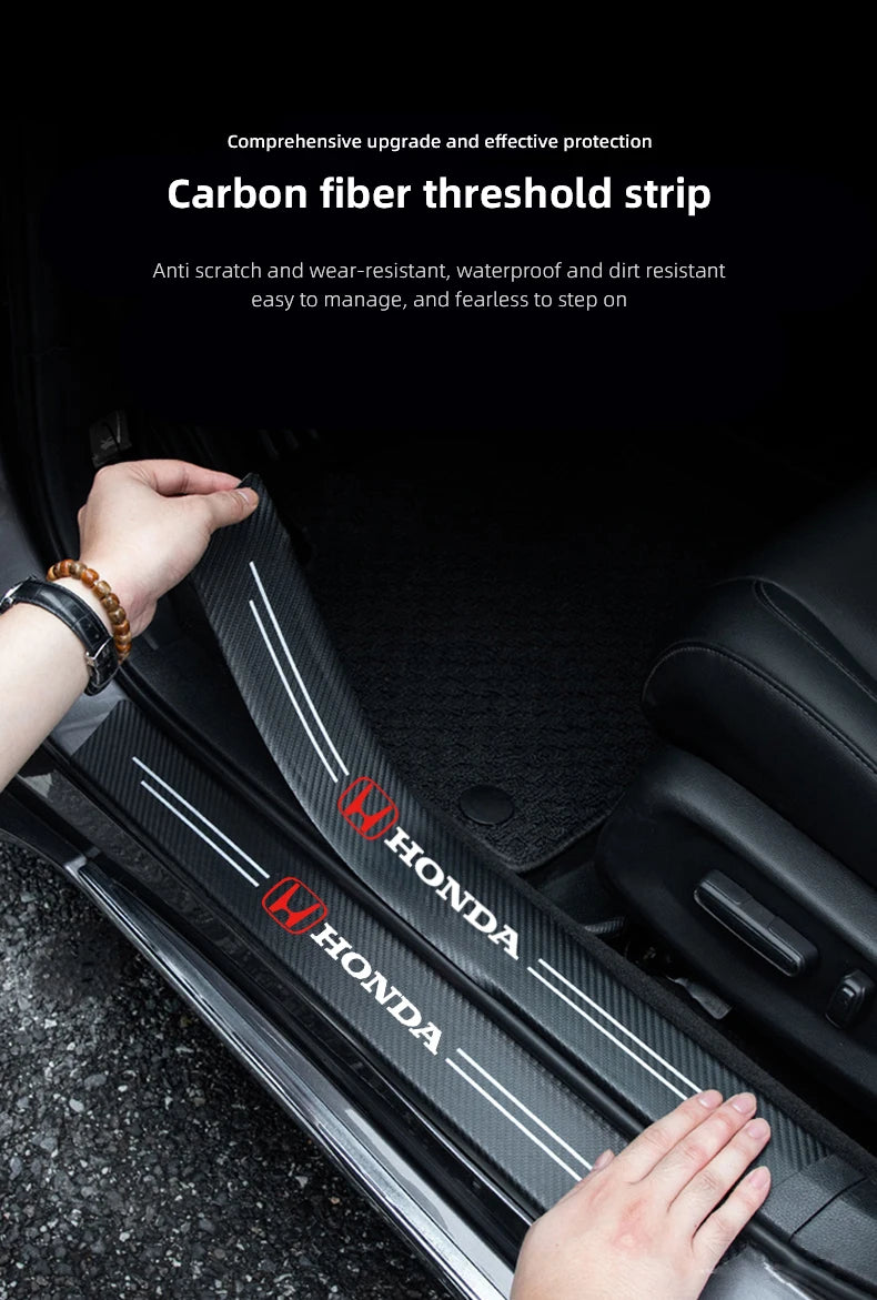 Honda Door Sill Protector Stickers – Carbon Fiber Leather