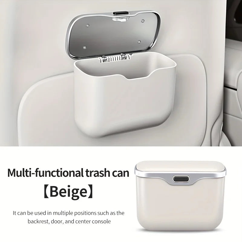 Car Trash Can with Lid – PU Leather, Hanging