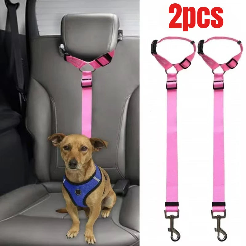 Dog Car Seat Belt – Nylon, Adjustable, 2pcs