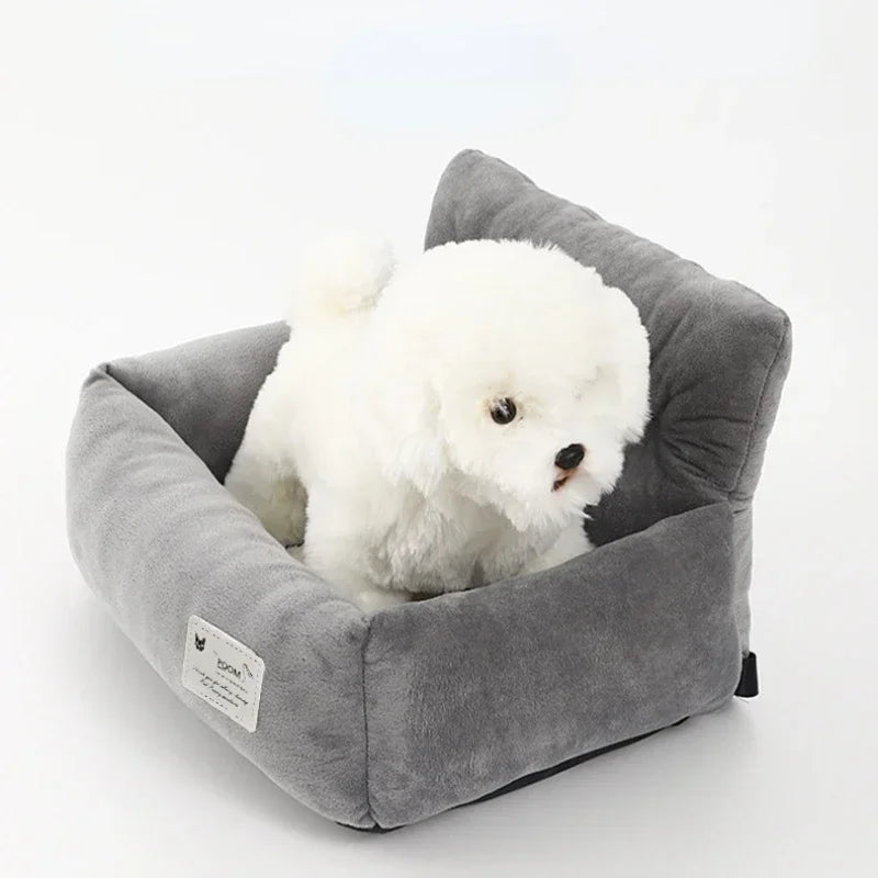 Soft Plush Pet Car Seat for Small Dogs & Cats – Adjustable Straps