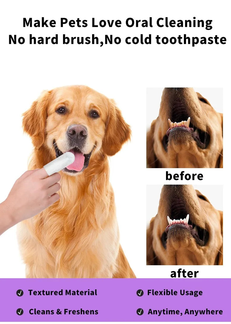 Disposable Pet Finger Toothbrush Wipes – Dog & Cat Oral Care