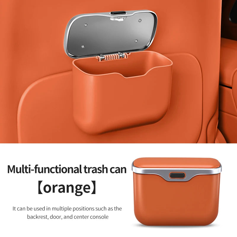 Car Trash Can with Lid – PU Leather, Hanging