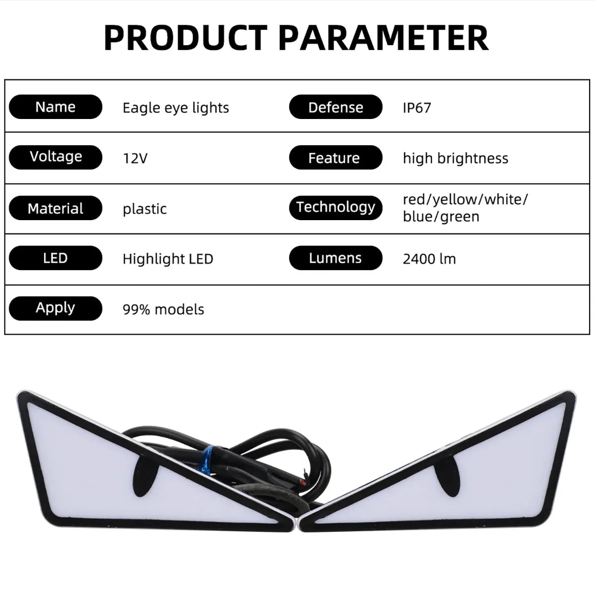 Universal LED Demon Eyes Headlight Decoration – 1 Pair