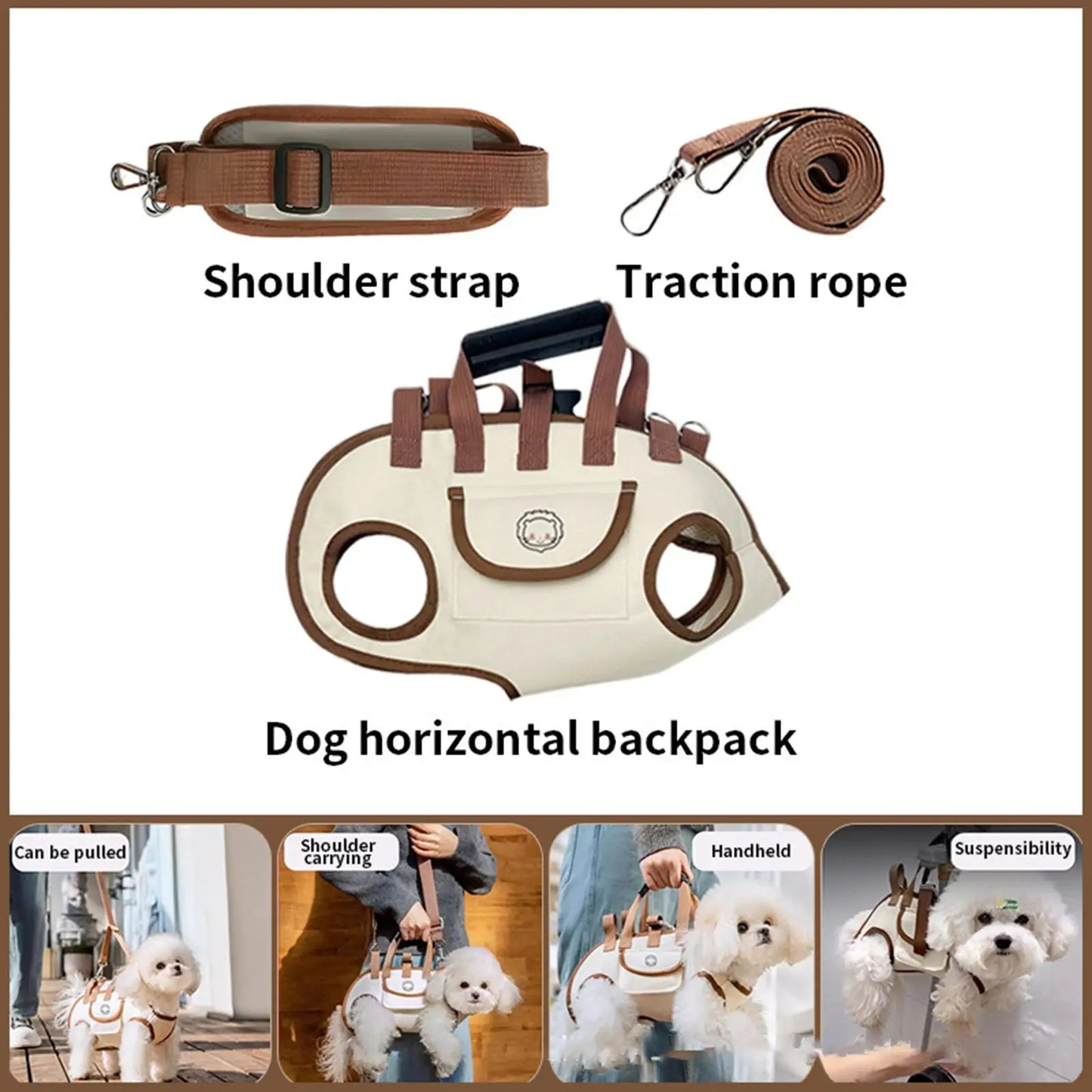 Small Dog Carrier Sling for Puppy Adjustable Breathable Pet Pouch with Pocket Hands-Free Cat Carrier Backpack for Travel Hiking