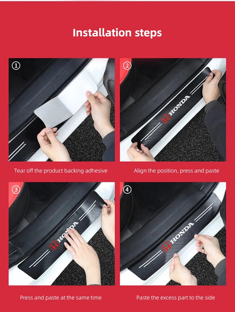 Honda Door Sill Protector Stickers – Carbon Fiber Leather