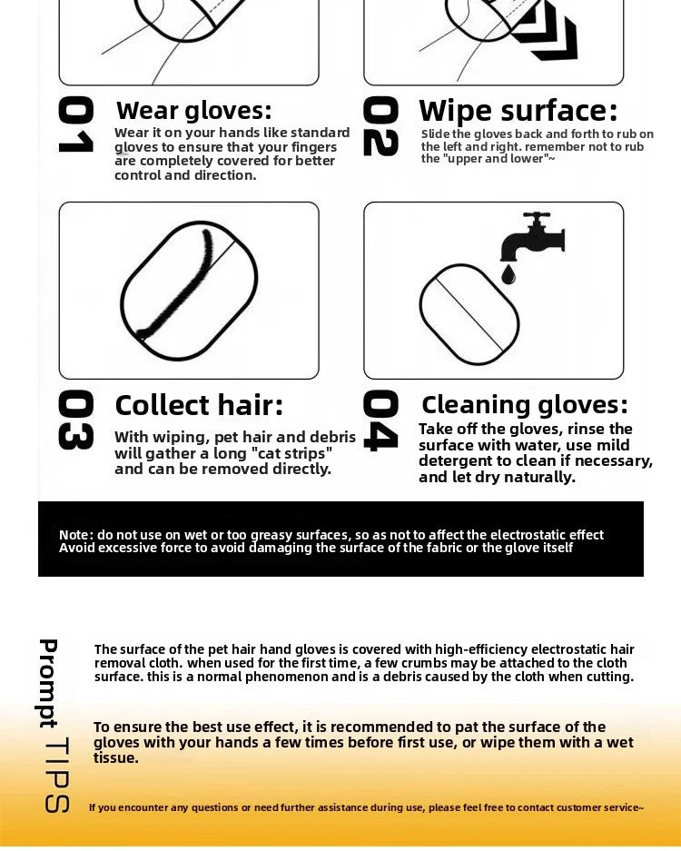Pet Grooming & Hair Removal Gloves – Static Dedusting