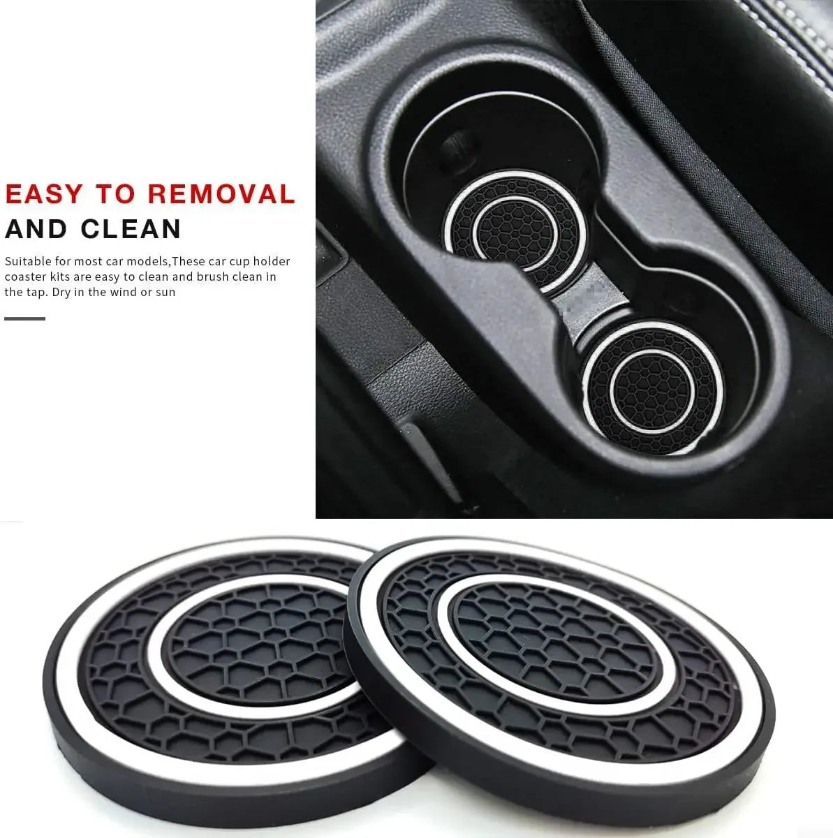 Anti-Slip Car Cup Holder Liner Mats – 2pcs