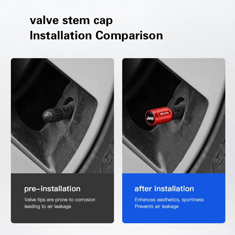 Jeep Aluminum Tire Valve Stem Caps – 4pcs