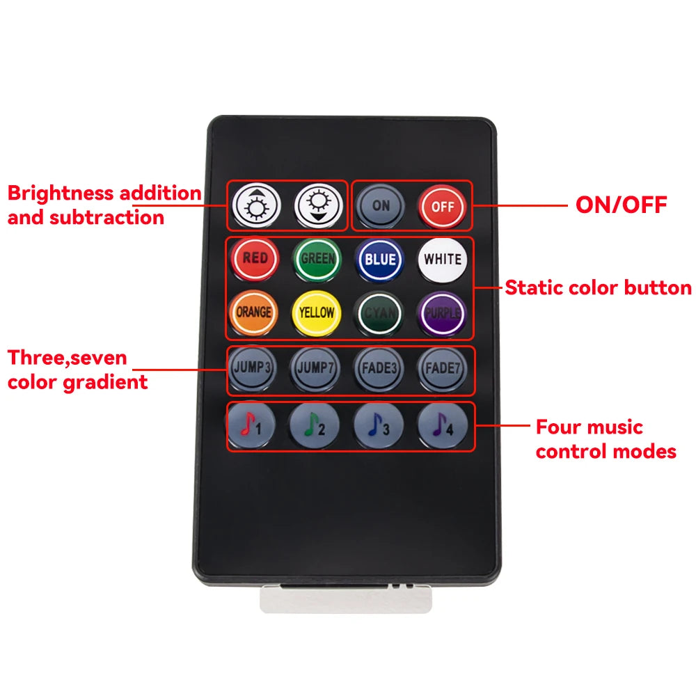 RGB LED Car Interior Ambient Light – 48/72 LED, Music Sync