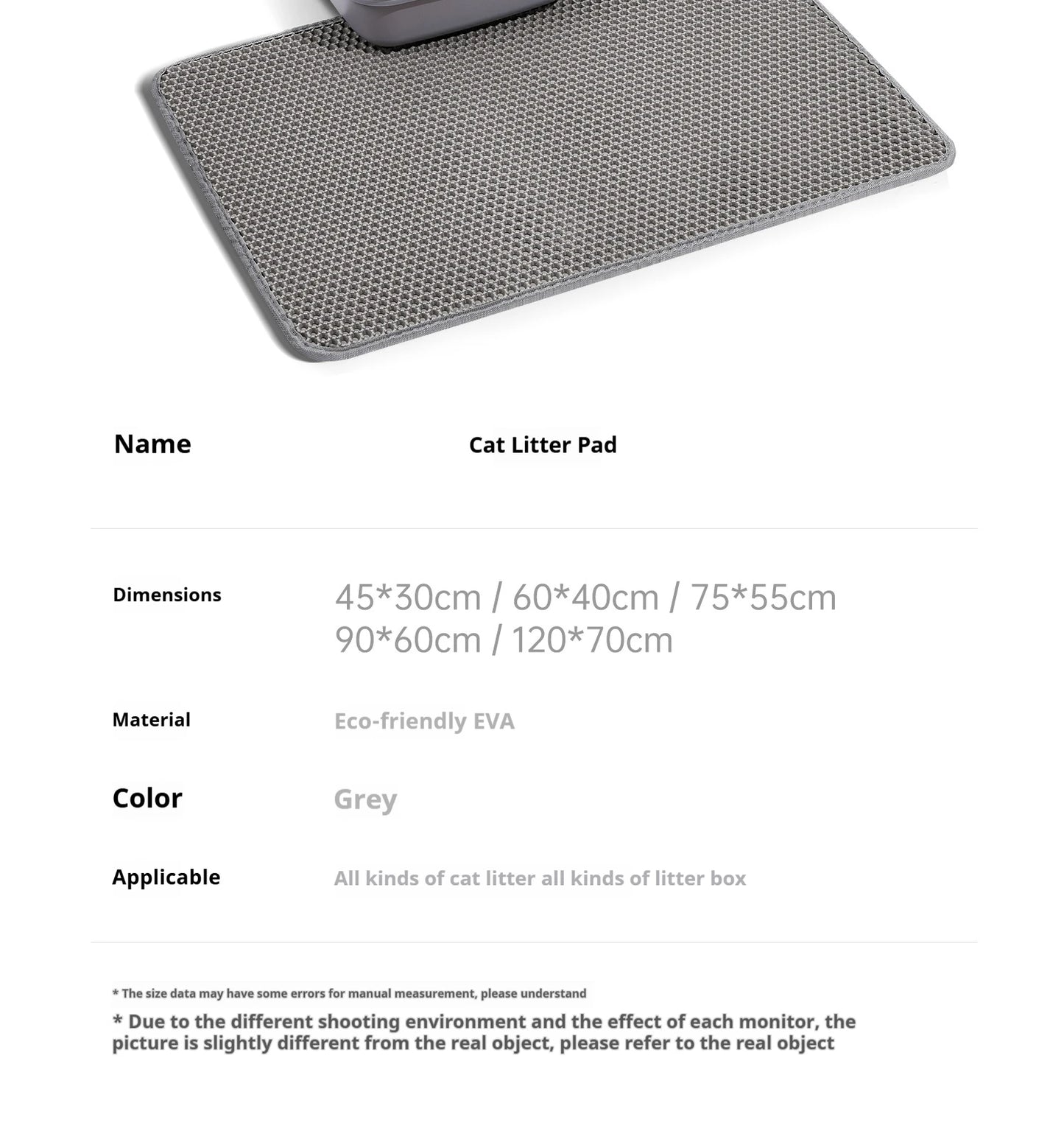 60CMX90CM Cat Litter Mat Waterproof Double Layer Pet Litter Box Mat Pet Toilet Cat Mat Nonslip Sand Cat Washable Mat Pet Clean