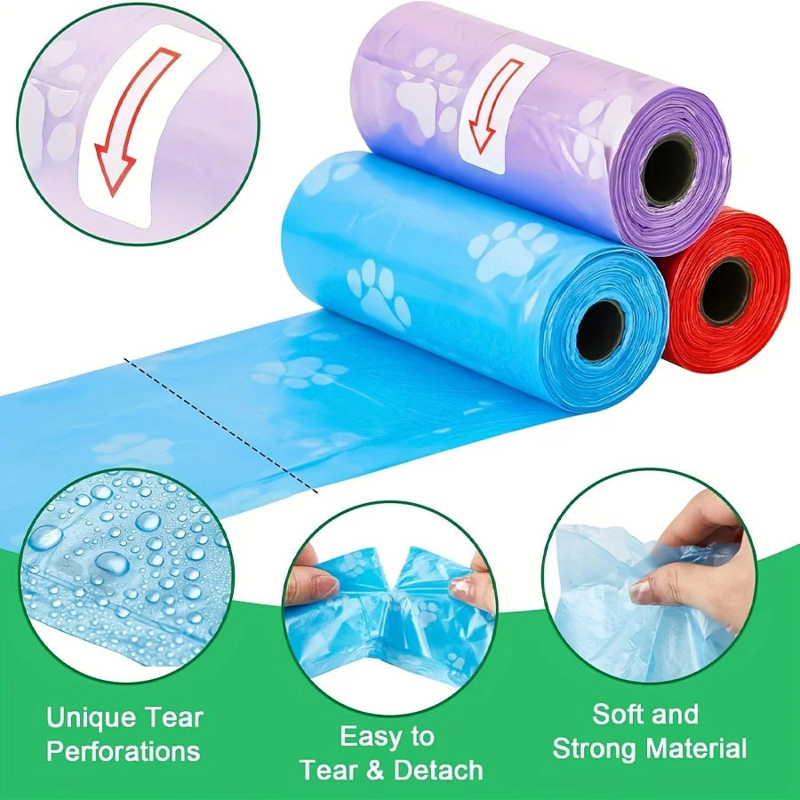 Dog Poop Bag Plastic Dog Waste Bags Disposable For Doggie Pets Poop Outdoor Walking Travel Mixed Colors