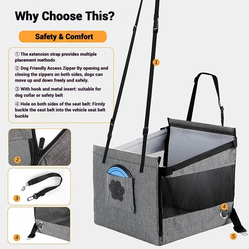 Waterproof Mesh Pet Travel Basket – Portable Car Seat for Dogs & Cats