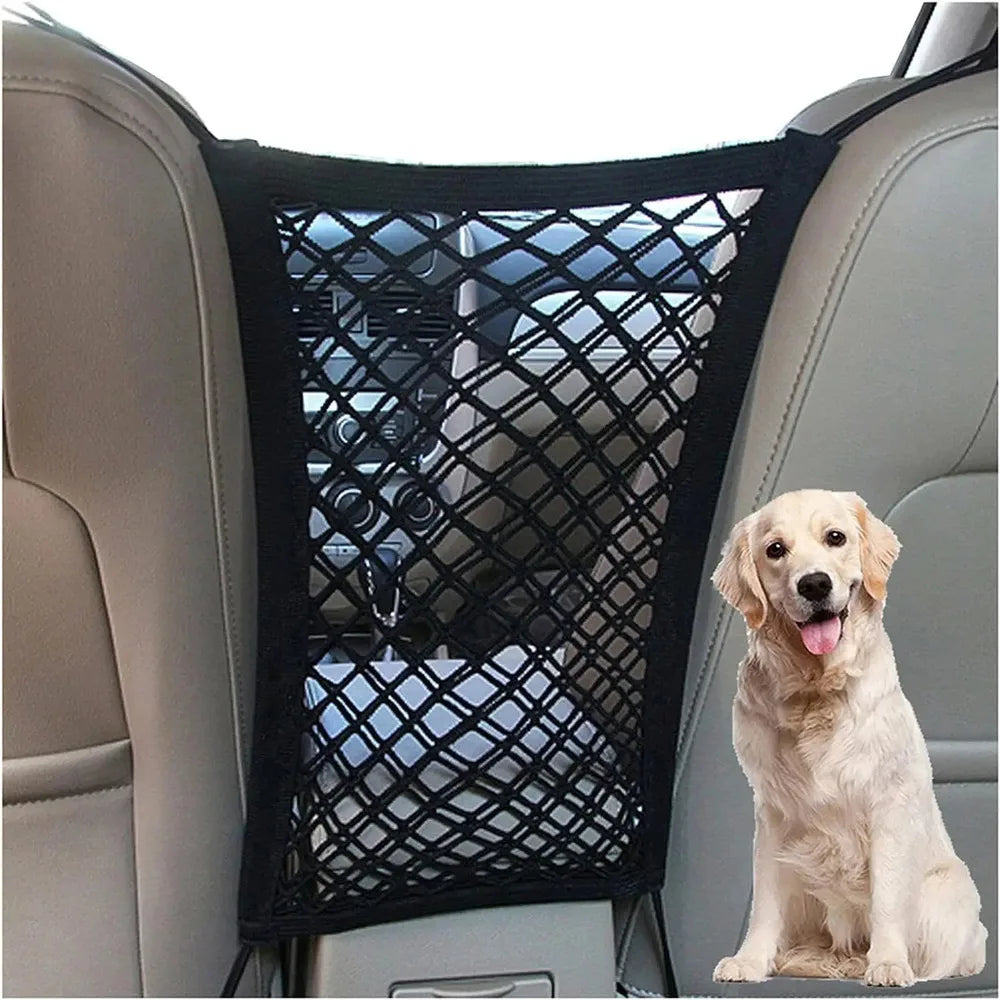 Dog Car Rear Seat Barrier with Storage Bag – Mesh Safety Net