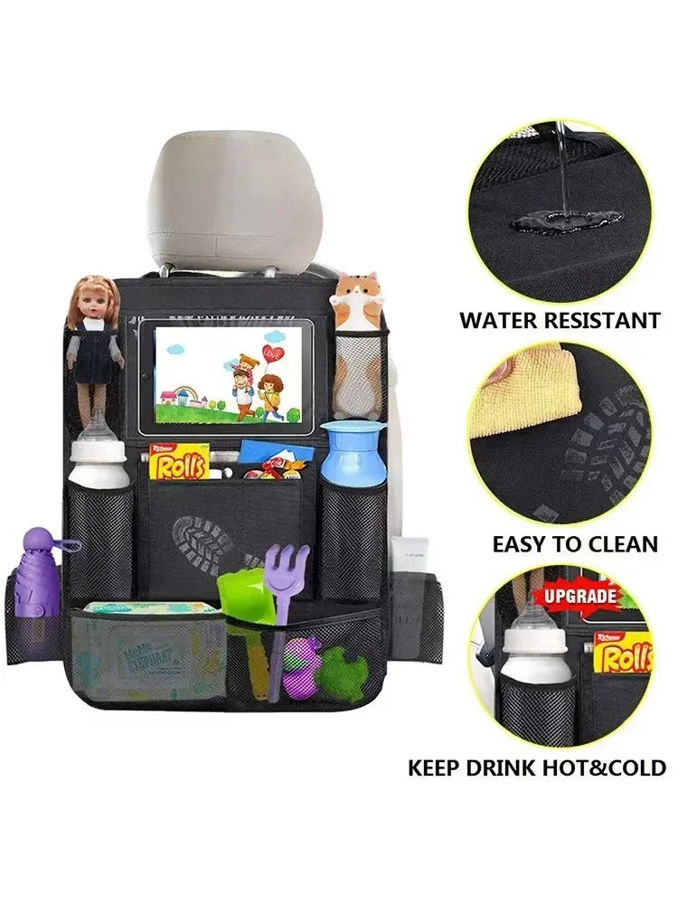 Car Seat Back Organizer with Tablet Holder – Oxford Fabric