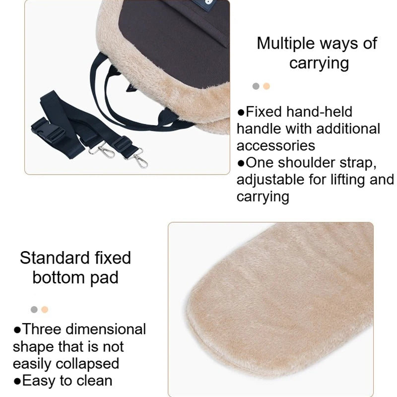 Winter Plush Pet Carrier Bag – 3-Way Carry, 10kg, 46x26x32cm