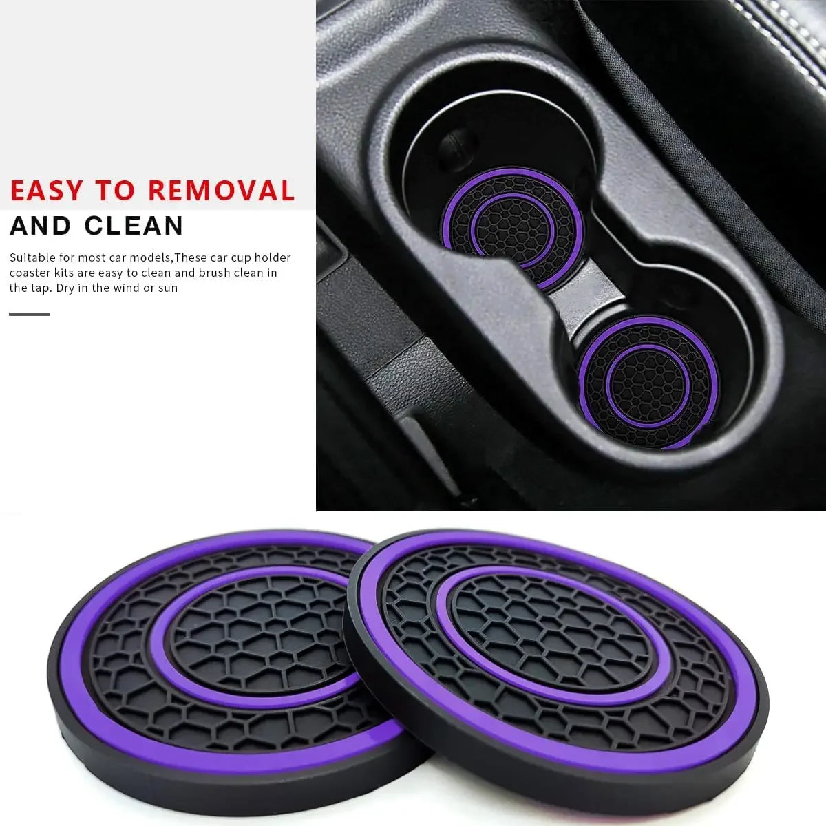 Anti-Slip Car Cup Holder Liner Mats – 2pcs