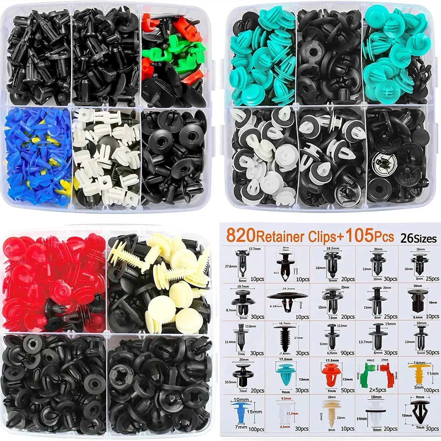 Car Plastic Fastener Clip Kit – 16 Sizes, ABS