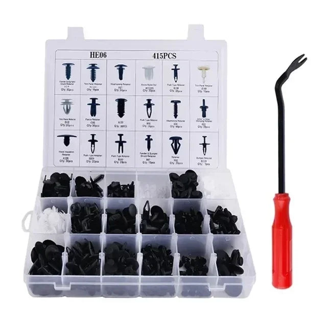 Car Plastic Fastener Clip Kit – 16 Sizes, ABS