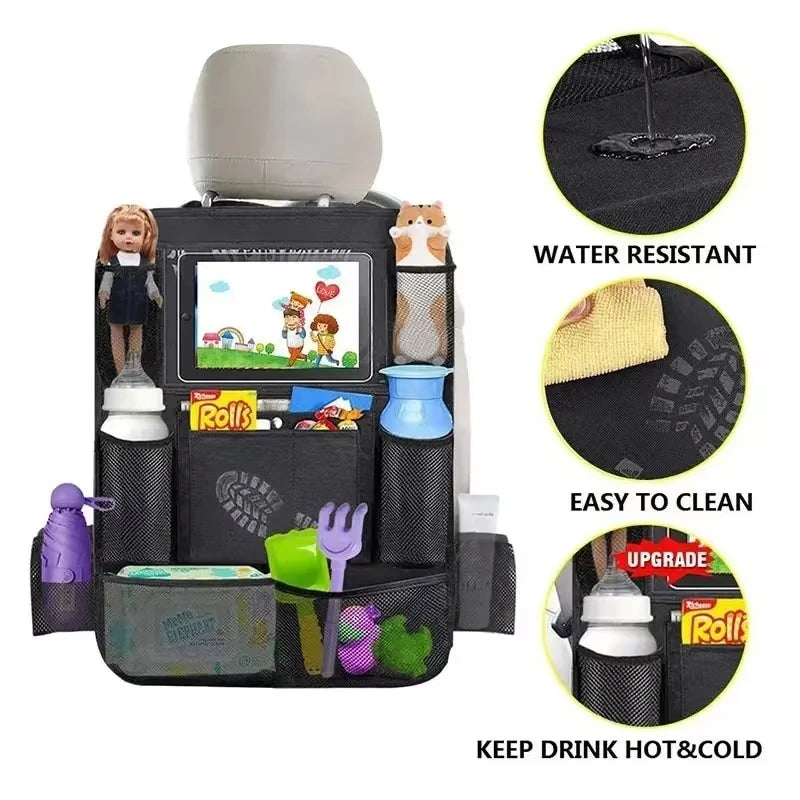 Car Seat Back Organizer with Tablet Holder – Oxford Fabric