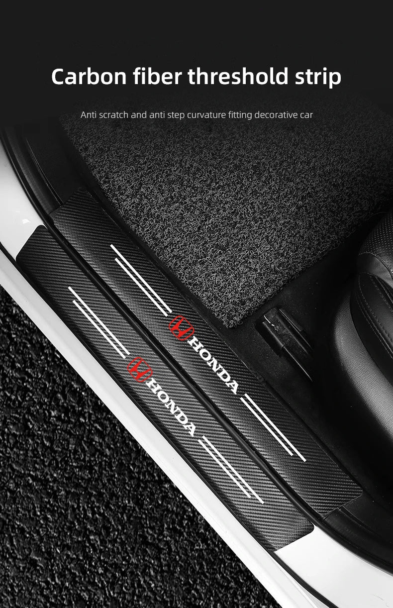 Honda Door Sill Protector Stickers – Carbon Fiber Leather