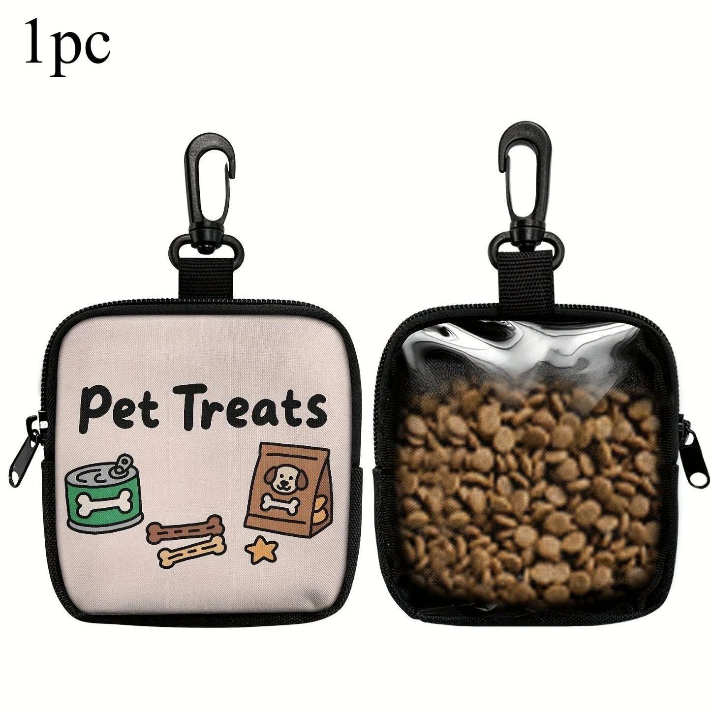 1pc Cute Dog Print Dog Treat Pouch Dog Treat Bag with Hook Up and Zipper Puppy Training Bag Hnadle Snack Bag for Dog