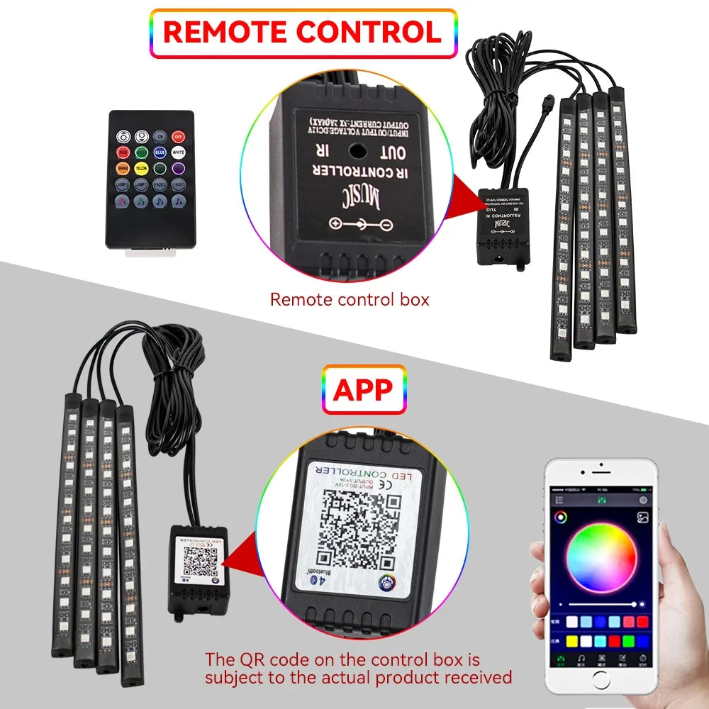 RGB LED Car Interior Ambient Light – Music & App Control