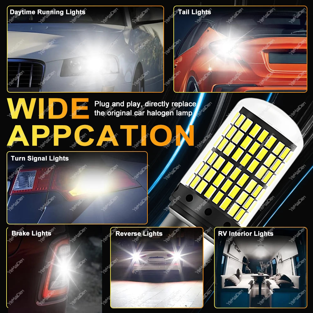 T20 7443 / 1156 BA15S LED Bulbs – 144SMD, 2000LM