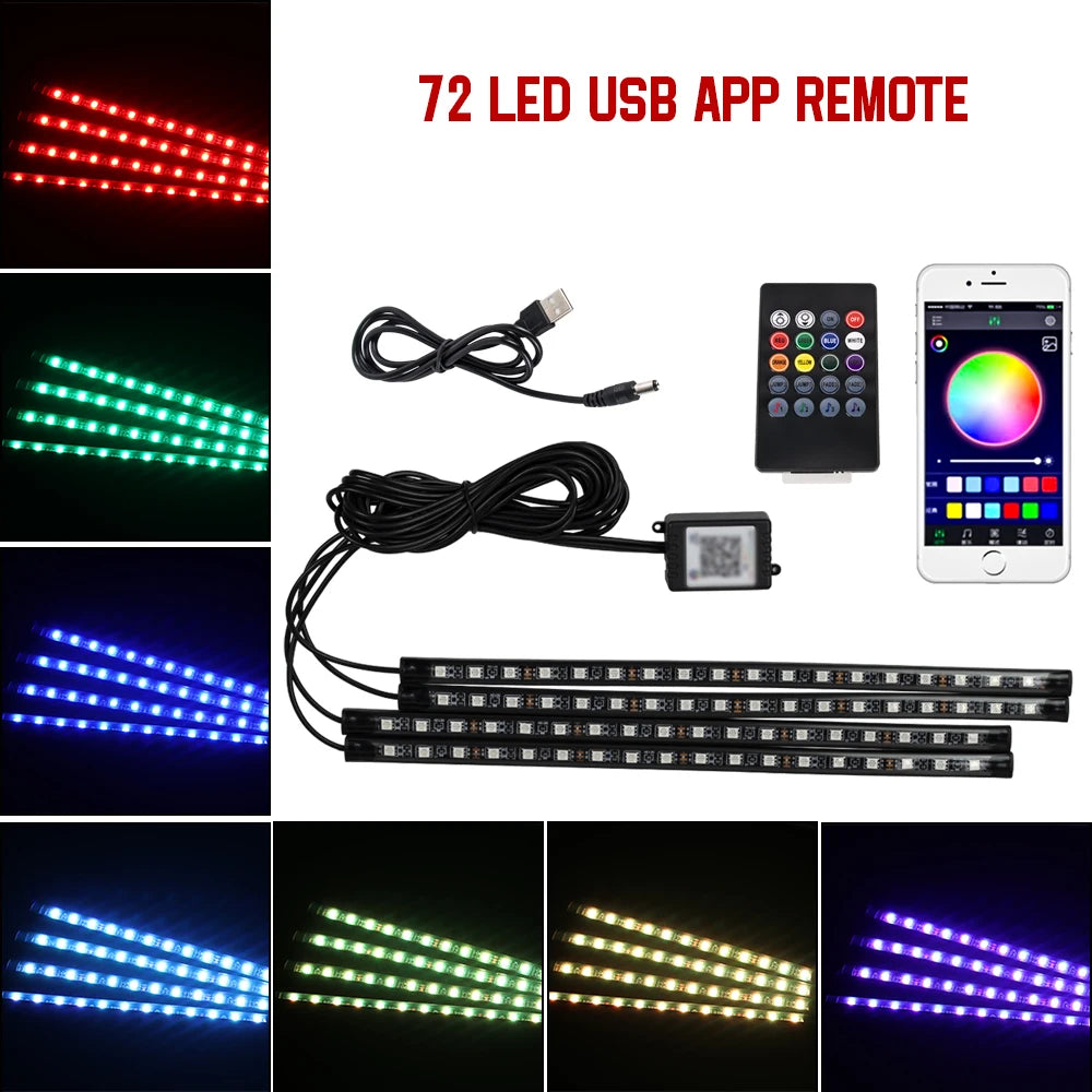 RGB LED Car Interior Ambient Light – Music & App Control
