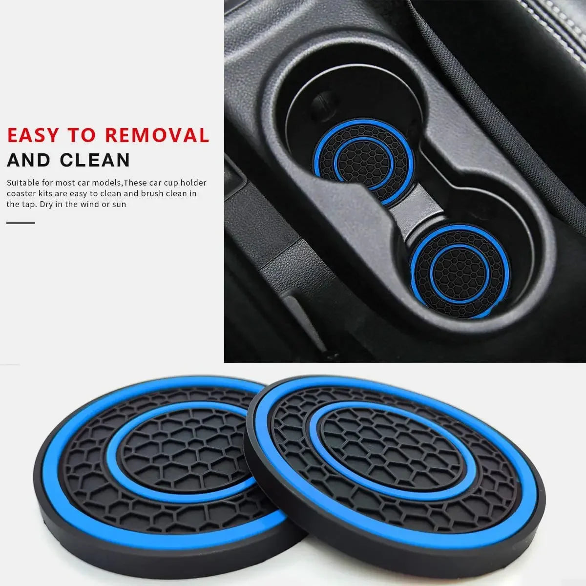 Anti-Slip Car Cup Holder Liner Mats – 2pcs