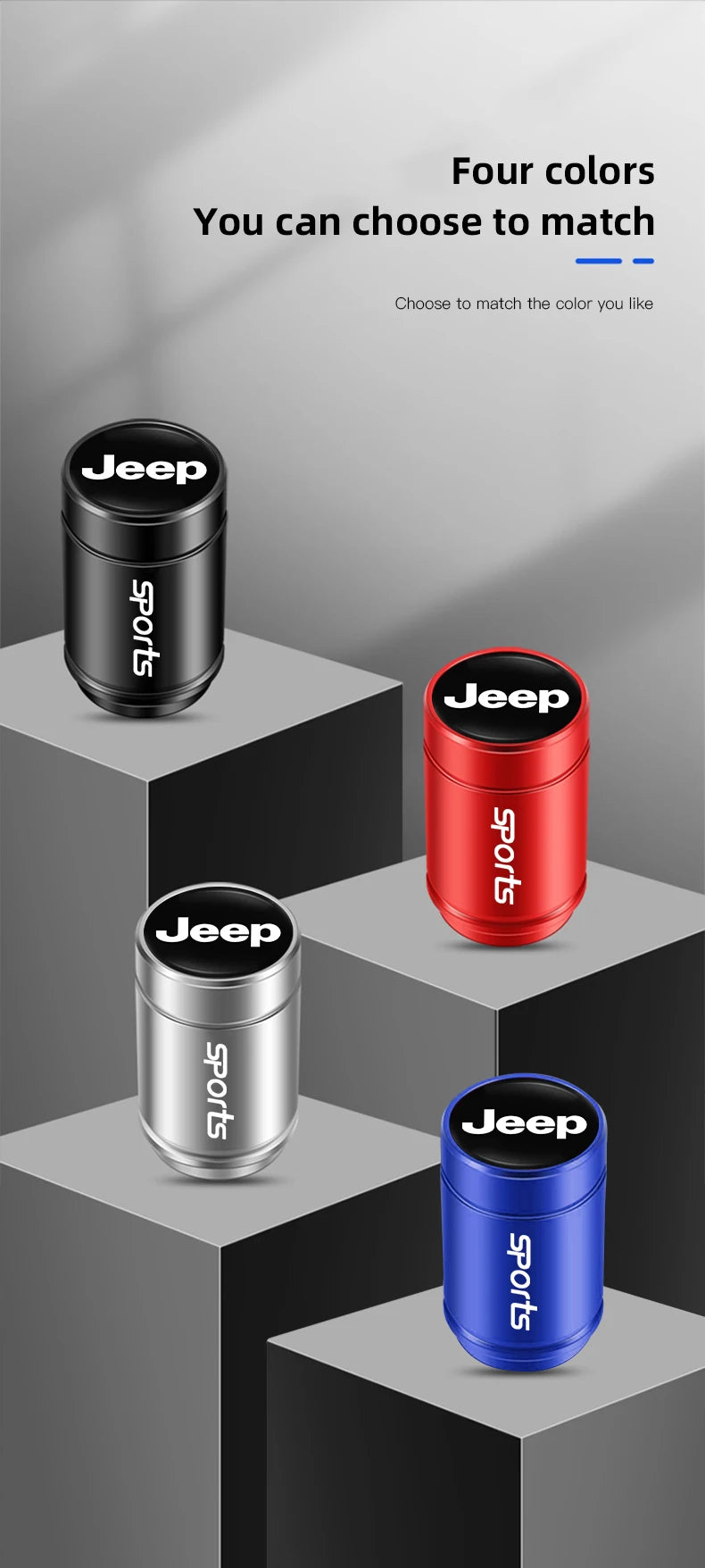 Jeep Aluminum Tire Valve Stem Caps – 4pcs