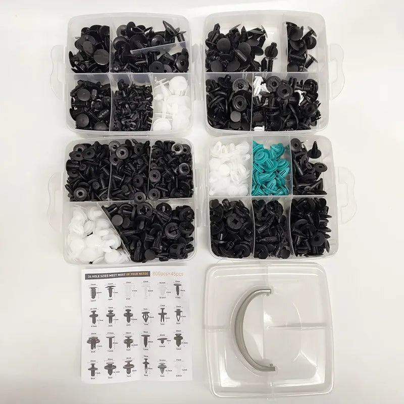 Car Plastic Fastener Clip Kit – 16 Sizes, ABS