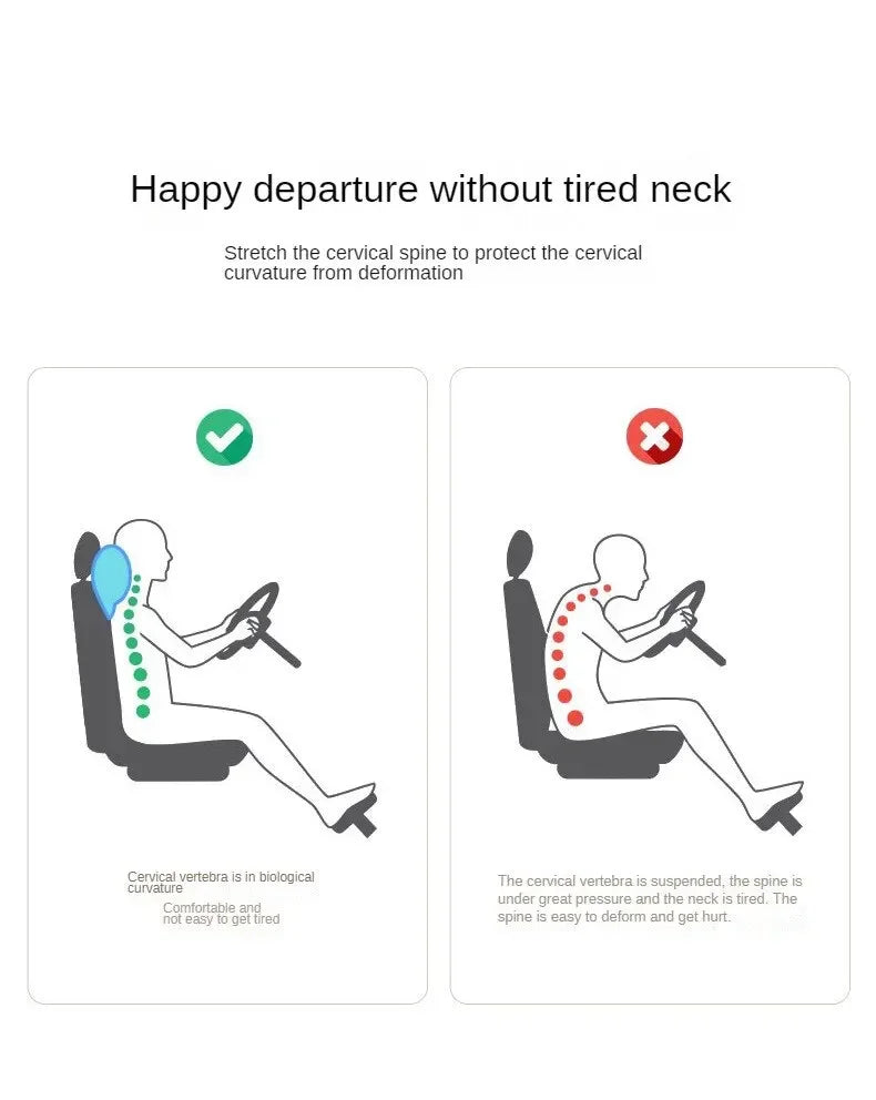 Car Seat Headrest Neck Pillow – PU Leather, Breathable Mesh