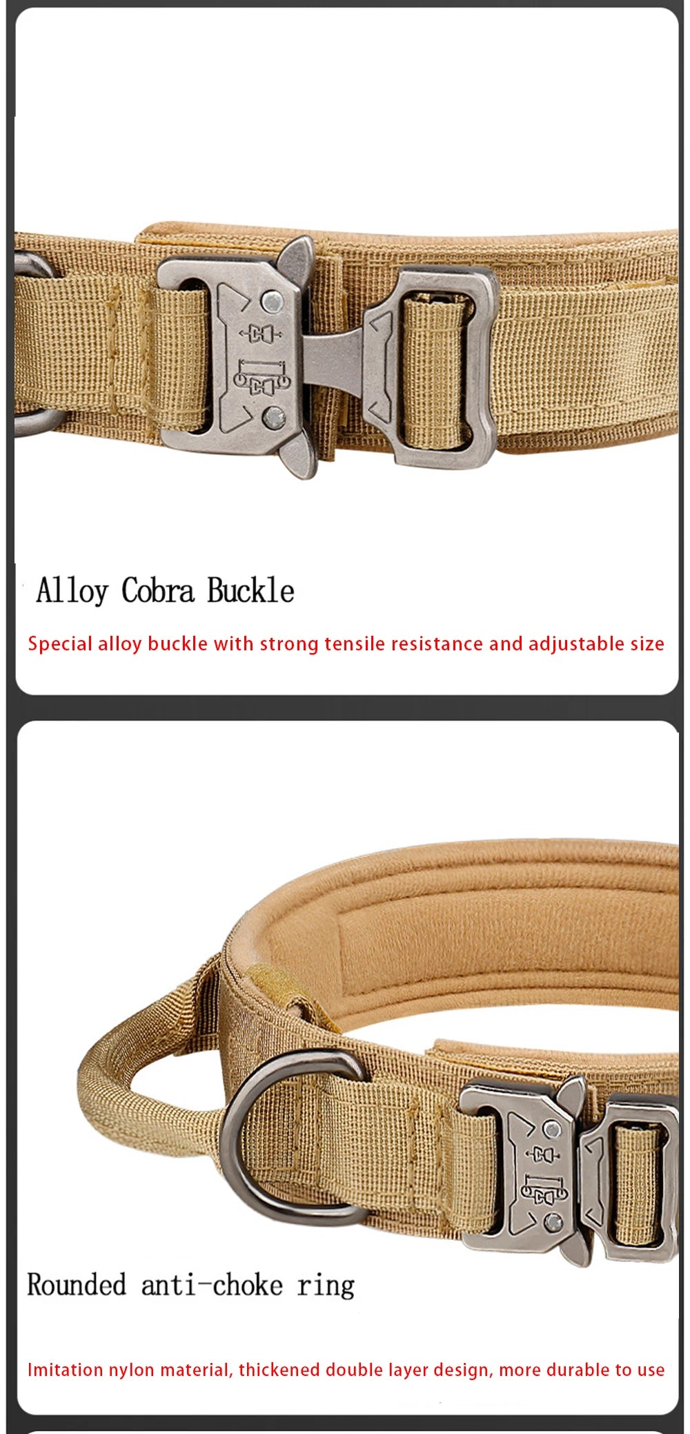 Pet Products Outdoor Tactical Dog Collar Metal Buckle Breathability Nylon Collar Medium and Large Dog Training Neck Collar Dog