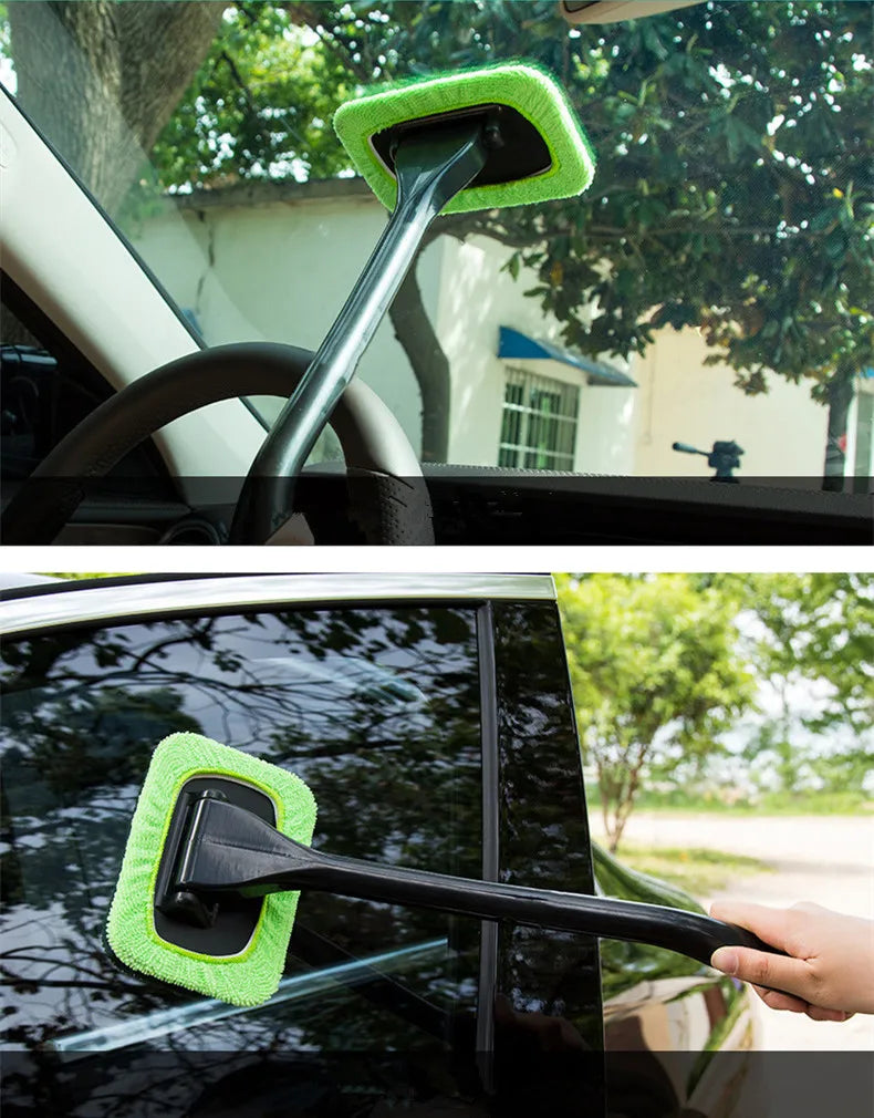 Car Window Cleaning Brush – Microfiber, Long Handle